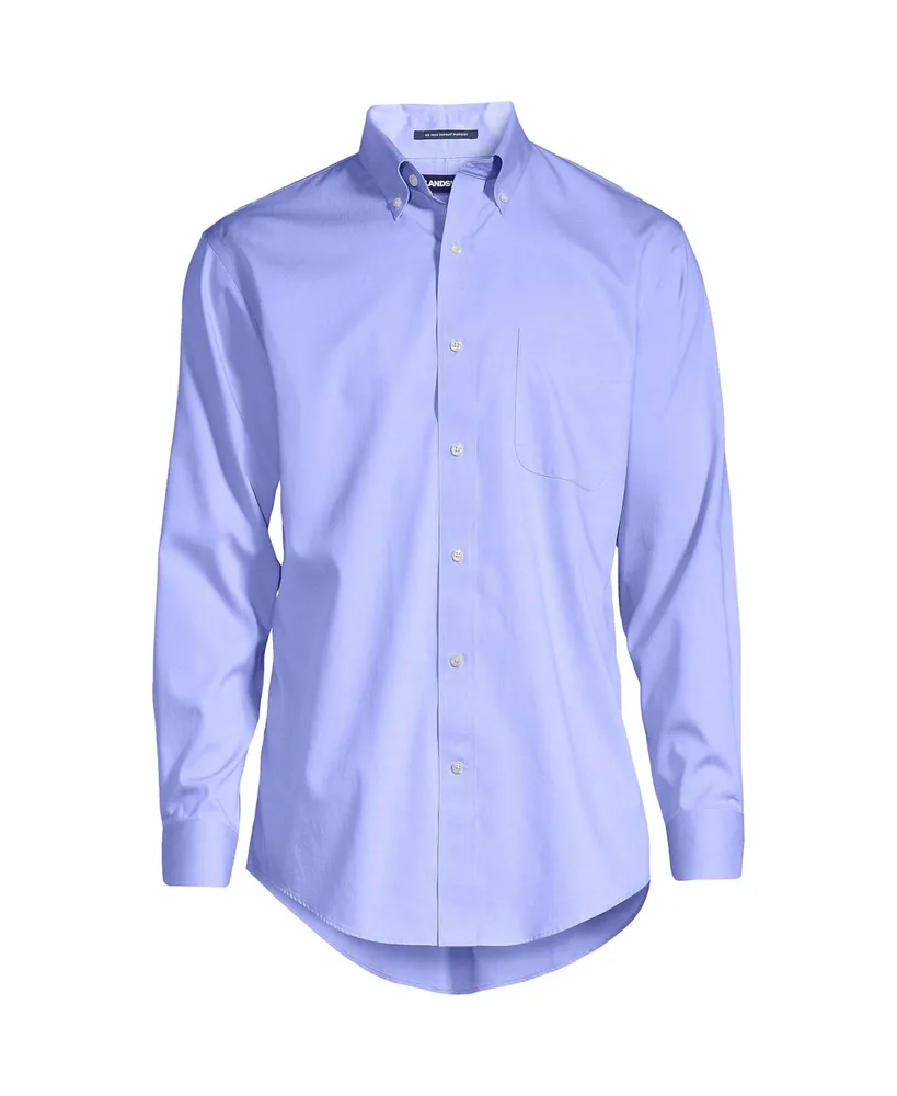 Lands' End Men's Traditional Fit Solid No Iron Supima Pinpoint Buttondown Collar Dress Shirt