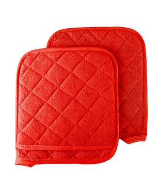 Lavish Home Oversized Heat Resistant Quilted Cotton Pot Holders, Red - 2 Piece