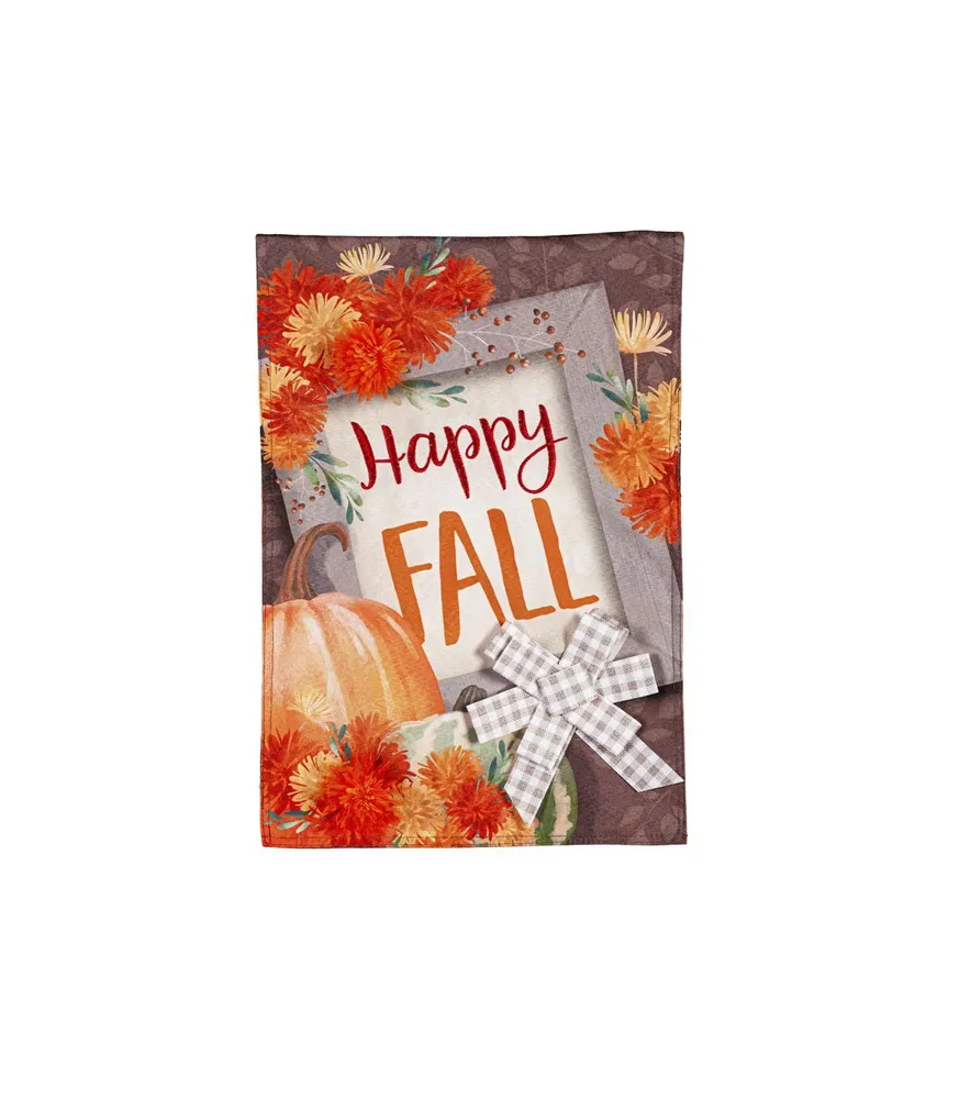 Happy Fall Frame Garden Linen Flag