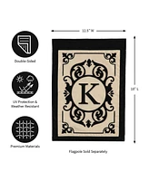 Evergreen Flag Cambridge Chic Letter K Monogram Applique Garden Flag - 12.5" Wide x 18" High