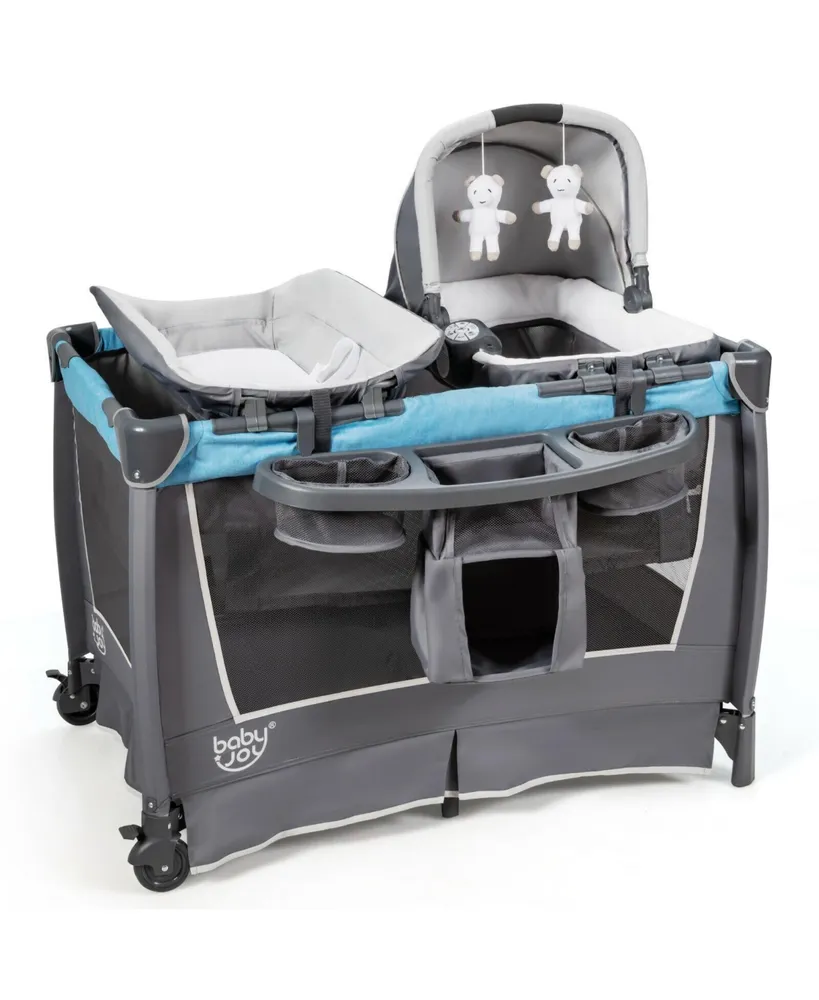 4-in-1 Convertible Portable Baby Play yard with Toys and Music Player