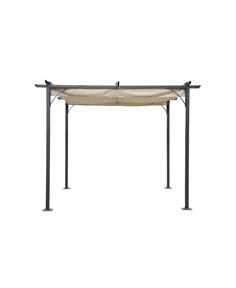 Blue Wave NU6894 Retractable Roman Shade Pergola Canopy - Champagne, Black & Bronze