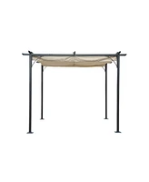 Blue Wave NU6894 Retractable Roman Shade Pergola Canopy - Champagne, Black & Bronze