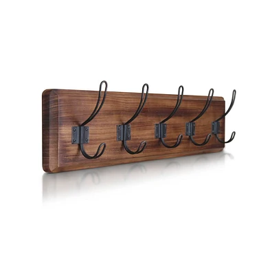 Rustic Coat Rack With Hooks -Wall Mount - Solid Pine Wood Entryway Hanger Farmhouse For Kitchen, Bedroom