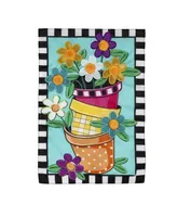 Evergreen Stacked Spring Flower Pots Garden Applique Flag 12.5 x 18 Inches Indoor Outdoor Decor