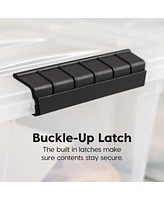 Iris Usa 12.95qt Clear View Plastic Storage Bin with Lid and Secure Latching Buckles