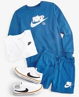 Nike Womens Sportswear Club Essentials T Shirt French Terry Graphic Crewneck Fleece Sweatshirt Shorts Waffle Debut Casual Sneakers