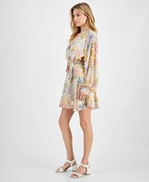 Lucy Paris Women's Zinna Floral-Print Faux-Wrap Dress