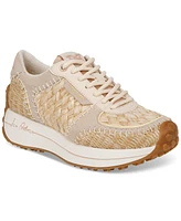 Sam Edelman Women's Jianna Raffia Lace-Up Trainer Sneakers