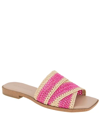 BCBGeneration Women's Lileen Slip-On Woven Raffia Flat Sandals