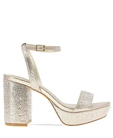 BCBGeneration Women's Pristal Rhinestone Platform Buckle Dress Sandals