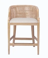 Martha Stewart Playa 23" Handcrafted Rattan Solid Wood Counter Stool