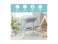 Portable Baby Changing Table with Storage Basket and Shelves