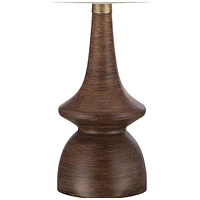 Rexford Mid Century Modern Table Lamp 24" High Walnut Faux Wood Brown Off White Linen Tapered Drum Shade for Bedroom Living Room House Home Bedside Ni