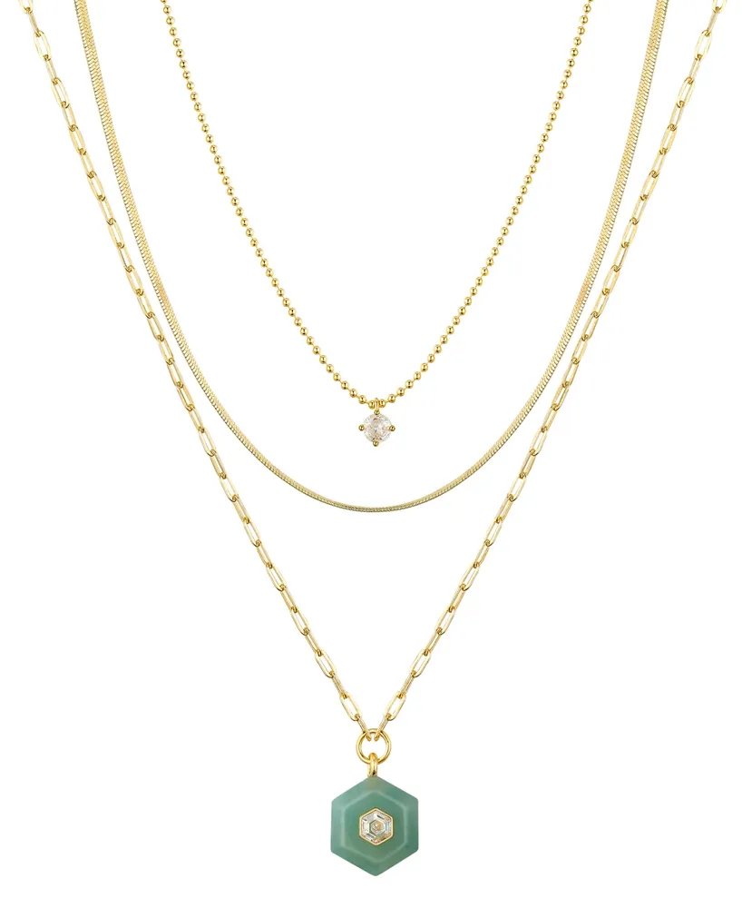 Unwritten Cubic Zirconia and Amazonite Pendant Necklace Set