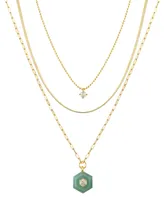 Unwritten Cubic Zirconia and Amazonite Pendant Necklace Set