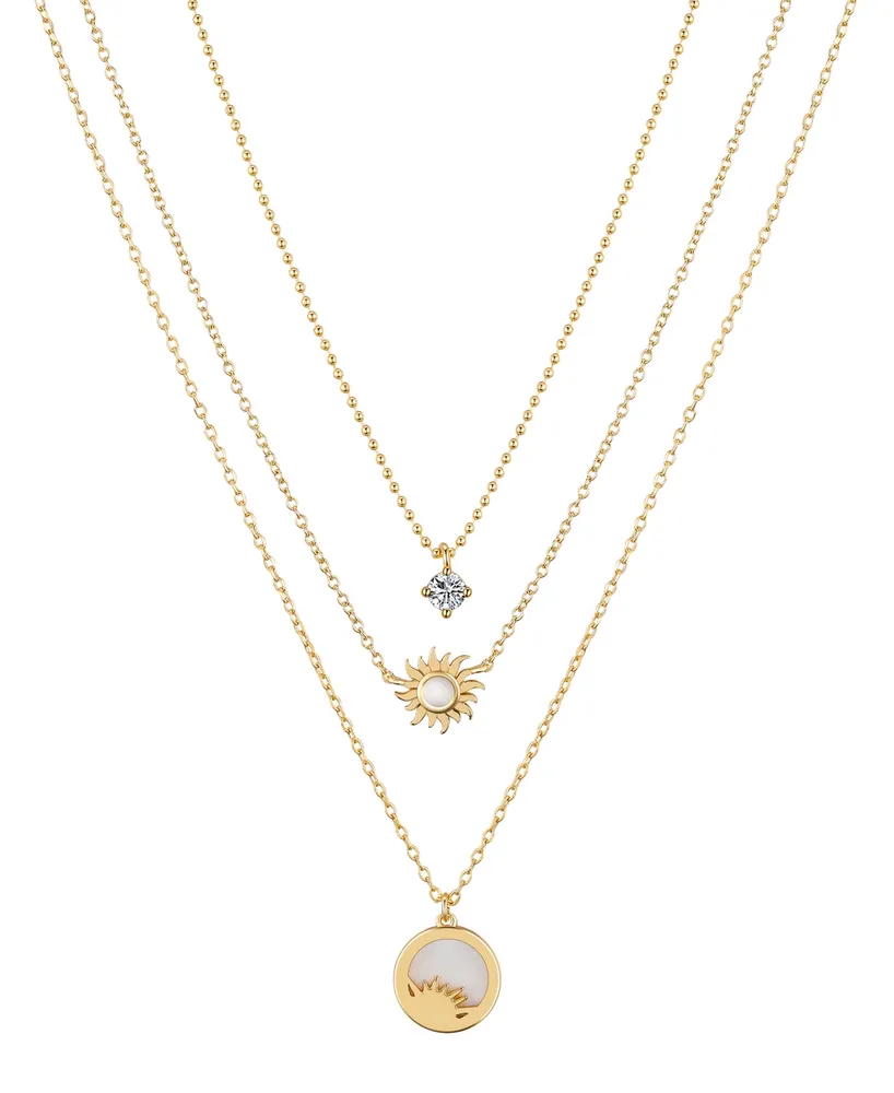 Unwritten Cubic Zirconia Mother of Pearl Sun Pendant Necklace Set
