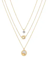 Unwritten Cubic Zirconia Mother of Pearl Sun Pendant Necklace Set
