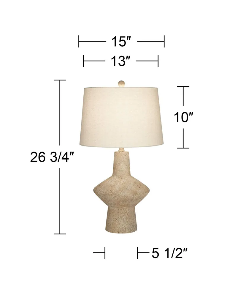 Cozumel 26 3/4" Tall Geometric Rustic Mid Century Modern Coastal Table Lamps Set of 2 Beige Living Room Bedroom Bedside Nightstand House Office Home R