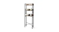 3-Tier Over-the-Toilet Storage Rack with 3 Hooks-Rustic Brown