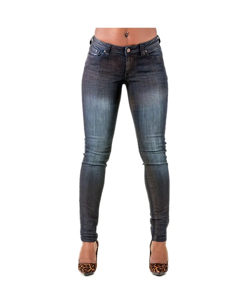 Poetic Justice Women's Curvy Fit Metallic Spray Stretch Denim Skinny Jeans
