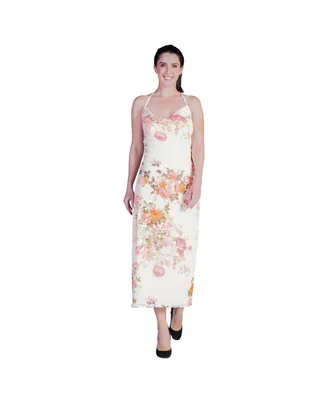 Women's Floral Print Cowl Neck Backless Maxi Dress