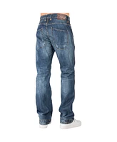 Men's Relaxed Straight Premium Jeans Vintage-like Whisker Ripped & Repaired