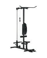 Soozier Cable Machine Lat Pull Down Machines with Flip-Up Footplate, Black