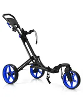 3 Wheel Folding Golf Push Cart with Scoreboard and Adjustable Handle