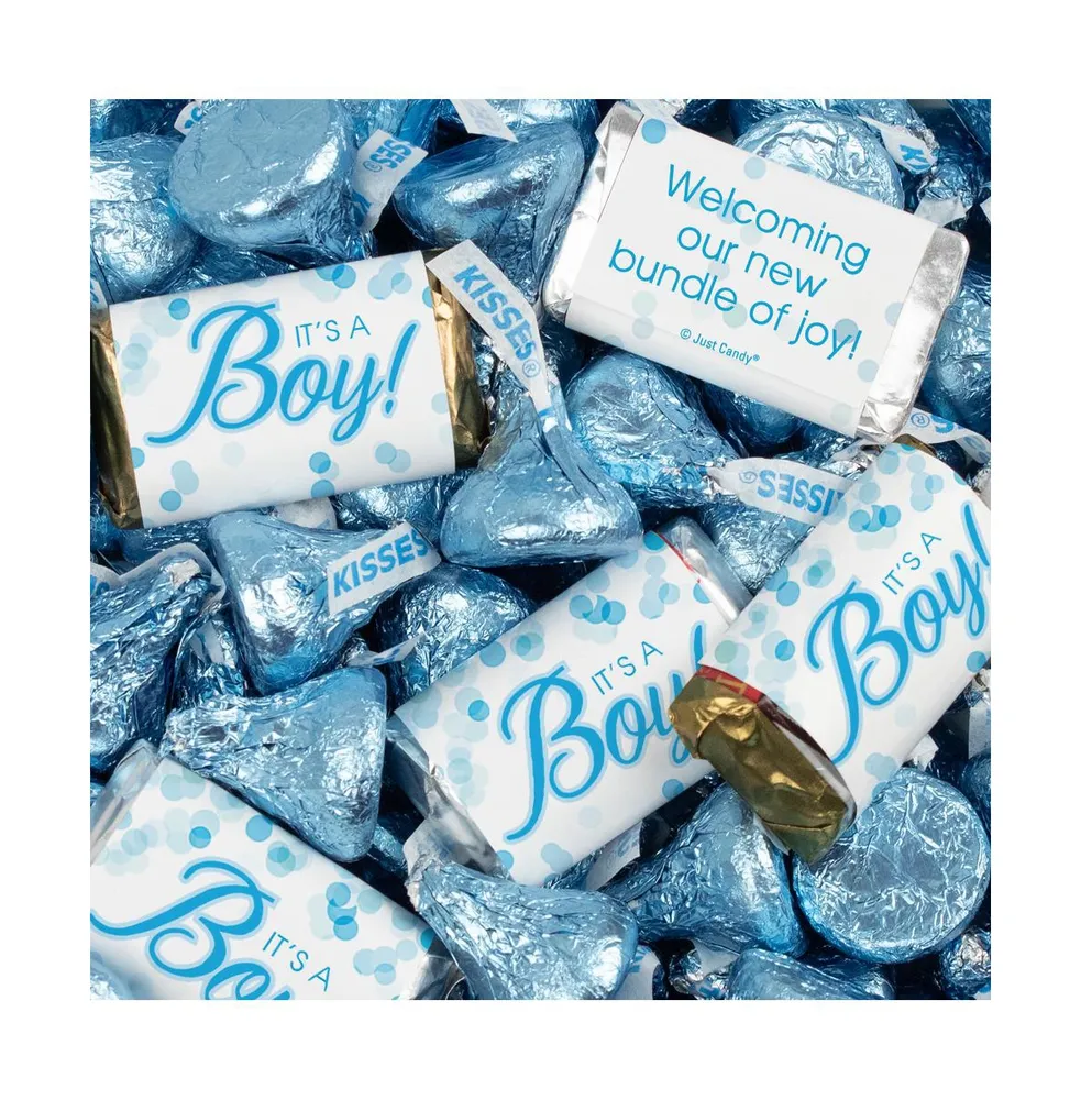 131 Pcs It's a Boy Baby Shower Candy Party Favors Miniatures & Blue Kisses (1.65 lbs, Approx. 131 Pcs)