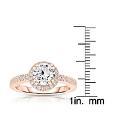 Sterling Silver 18K Rose Gold Plated Round-cut Cubic Zirconia Ring