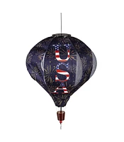 God Bless the Usa Solar Lit Burlap Balloon Spinner