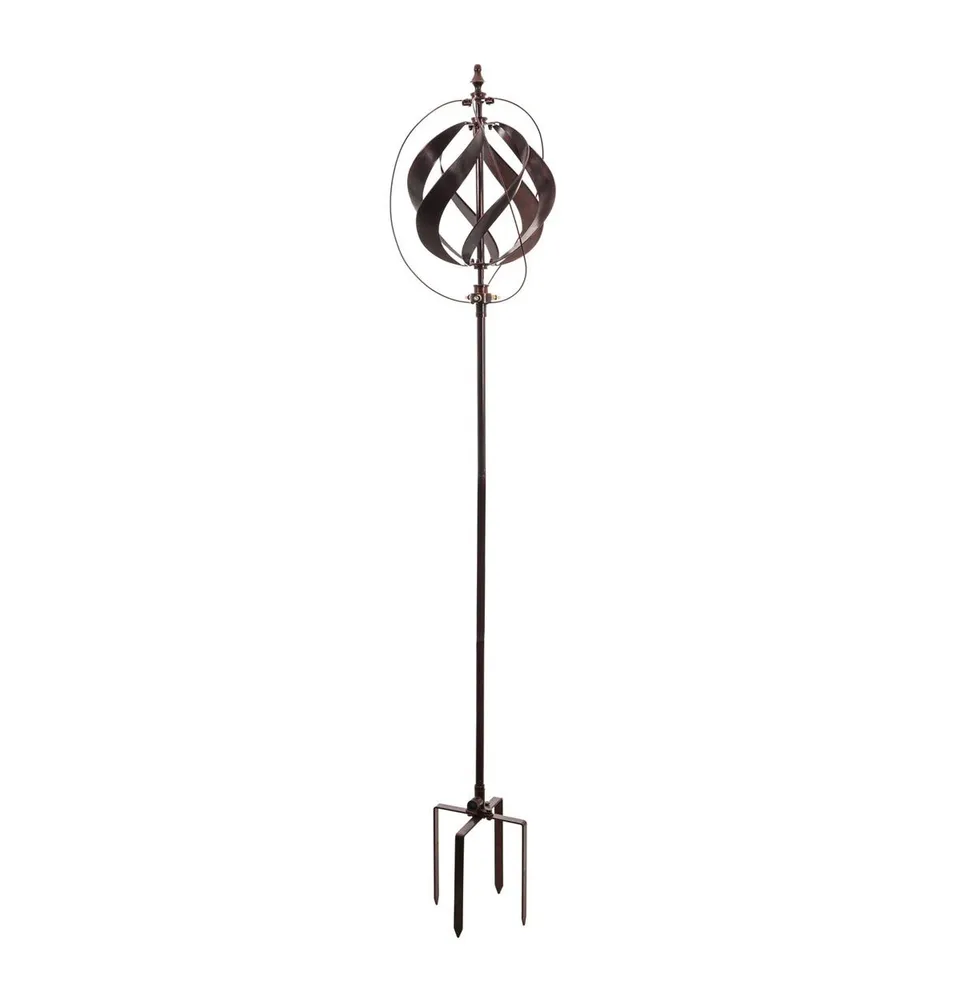 Evergreen 85.5"H Misting Wind Spinner, Copper Sphere