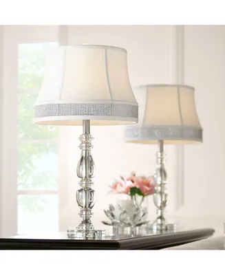 Ana Traditional Candlestick Table Lamps 27" Tall Set of 2 Clear Crystal Glass White