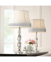 Ana Traditional Candlestick Table Lamps 27" Tall Set of 2 Clear Crystal Glass White
