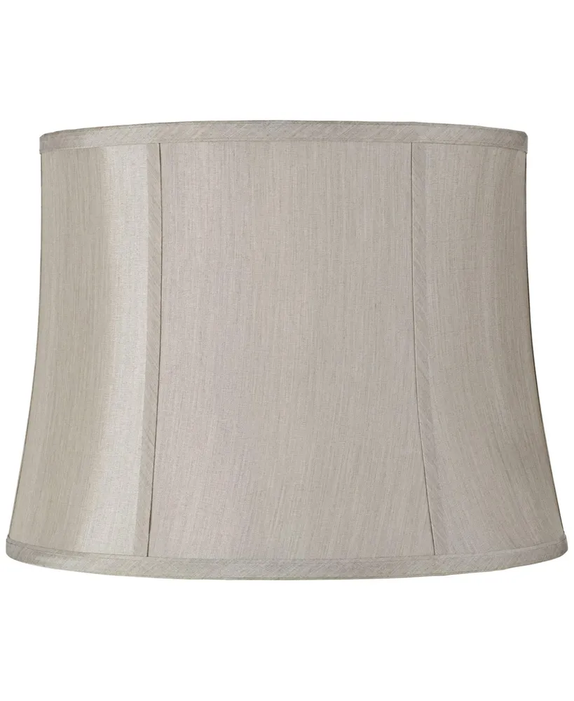 Medium Round Softback Gray Lamp Shade 14" Top x 16" Bottom x 12" High (Spider) Replacement with Harp and Finial - Spring crest