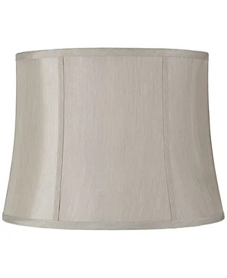 Medium Round Softback Gray Lamp Shade 14" Top x 16" Bottom x 12" High (Spider) Replacement with Harp and Finial - Spring crest