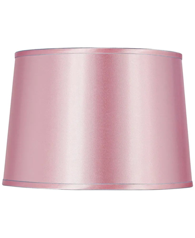 Sydnee Pale Pink Satin Medium Drum Lamp Shade 14" Top x 16" Bottom x 11" Slant (Spider) Replacement with Harp and Finial - Spring crest