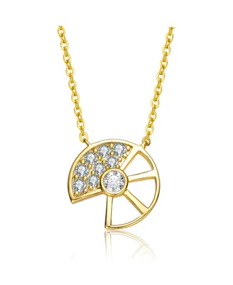 Sterling Silver 14K Gold Plated Cubic Zirconia Charm Necklace