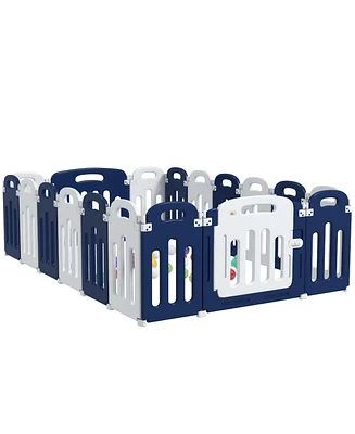 Qaba Baby Playpen, 18 Panels Sturdy Safety Play Yard with Anti-Slip Base