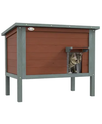 Paw Hut Outdoor Cat House, Wooden Feral Cat House, All