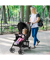 Toddler Travel Stroller for Airplane with Adjustable Backrest and Canopy