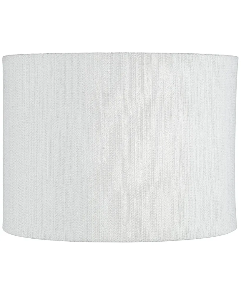 White Plastic Weave Medium Drum Lamp Shade 15" Top x 15" Bottom x 11" High (Spider) Replacement with Harp and Finial - Springcrest
