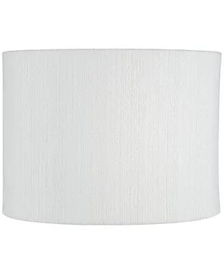 White Plastic Weave Medium Drum Lamp Shade 15" Top x 15" Bottom x 11" High (Spider) Replacement with Harp and Finial - Springcrest