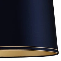 Navy Blue Medium Drum Lamp Shade with Navy and Gold Trim 14" Top x 16" Bottom x 11" High (Spider) Replacement with Harp and Finial - Spring crest