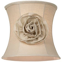 Almond Linen with Flower Small Drum Lamp Shade 11" Top x 12" Bottom x 11" High (Spider) Replacement with Harp and Finial - Spring crest