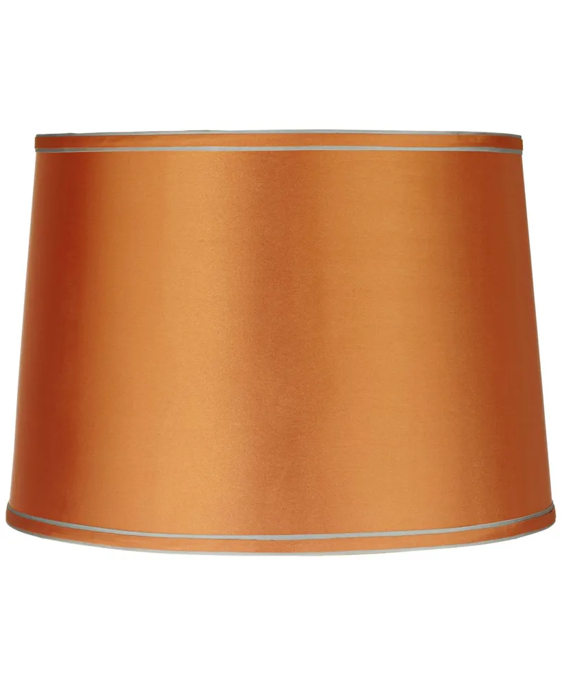 Sydnee Satin Medium Drum Lamp Shade 14" Top x 16" Bottom x 11" Slant x 11" High (Spider) Replacement with Harp and Finial