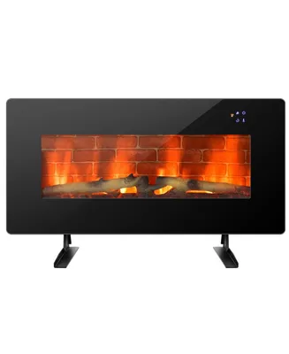 Inch Electric Wall Mounted Freestanding Fireplace with Remote Control-Black