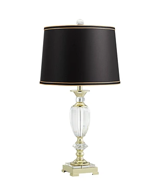 Traditional Table Lamp 26 1/2" High Brass Metal Clear Cut Glass Urn Black Hardback Drum Shade Decor for Living Room Bedroom House Bedside Nightstand H