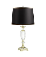 Traditional Table Lamp 26 1/2" High Brass Metal Clear Cut Glass Urn Black Hardback Drum Shade Decor for Living Room Bedroom House Bedside Nightstand H